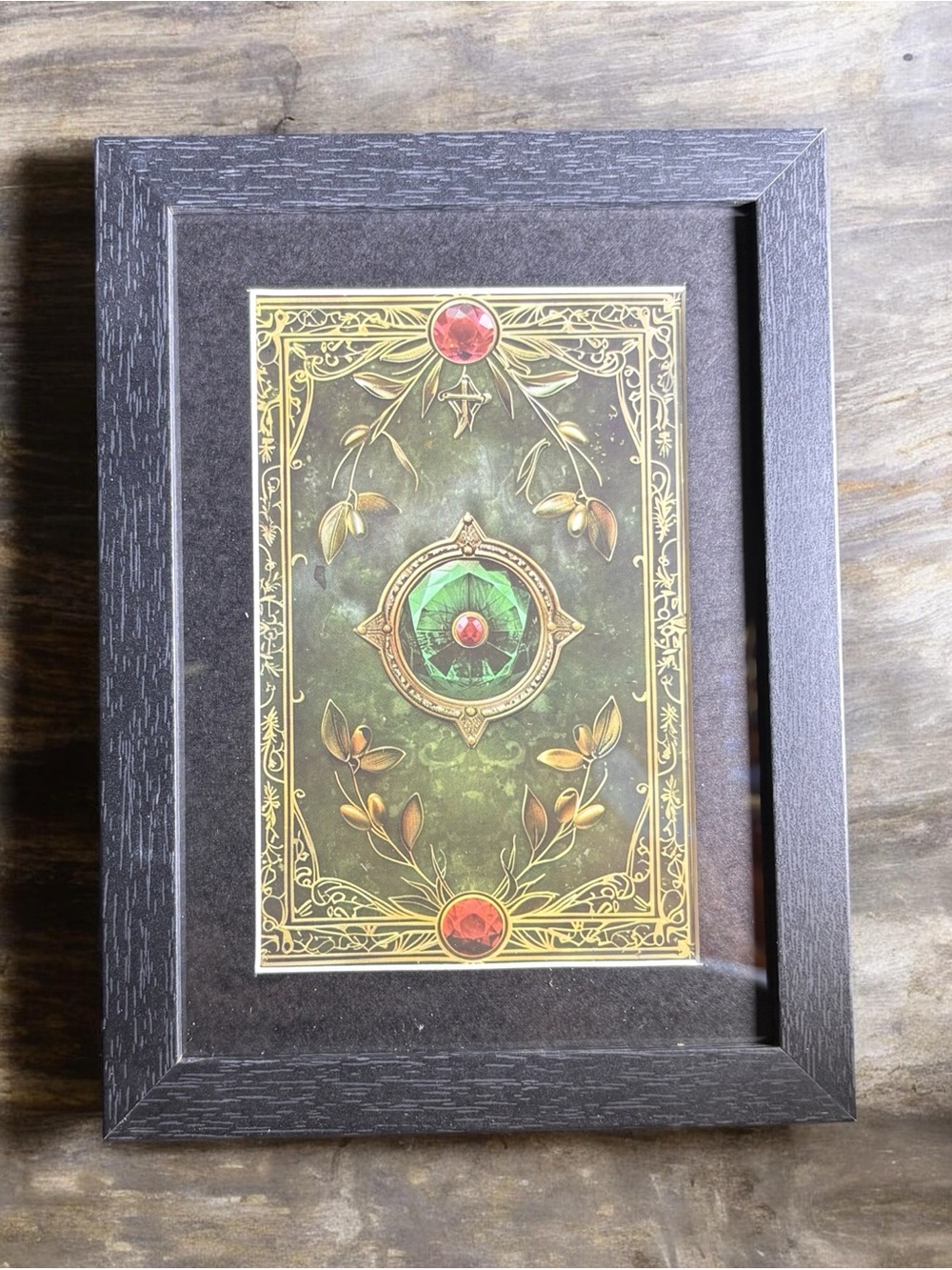 Emerald Gem Botanical Framed Art 5x7 Mystical Witchy Decor